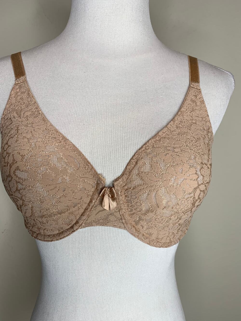 65149 Wacoal Tan Nude Lace Unlined Underwire Bra Sz 32D